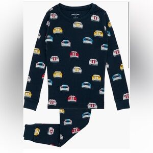 Petit Lem Kids' Racecar Print Organic Cotton Fitted Two-Piece Pajamas